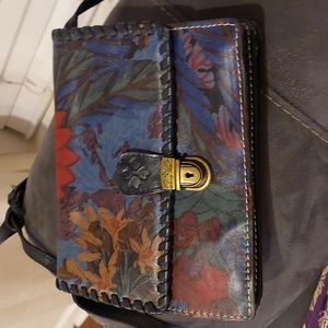 Rare Patricia Nash Blue Forest Crossbody Purse Lock and Key Colorful Floral